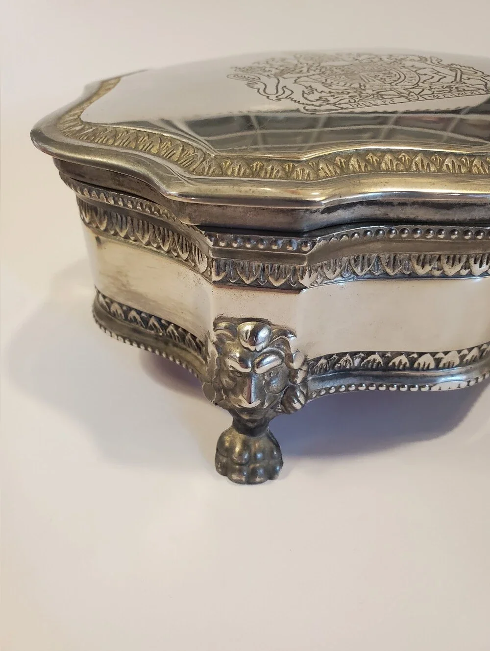 Vintage Silver Claw Foot Jewelry Box